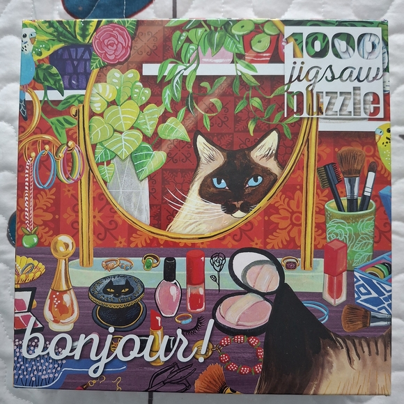 Buffalo David Bitton Colorful Cat Puzzle - Red, Blue, Green - Picture 2 of 3